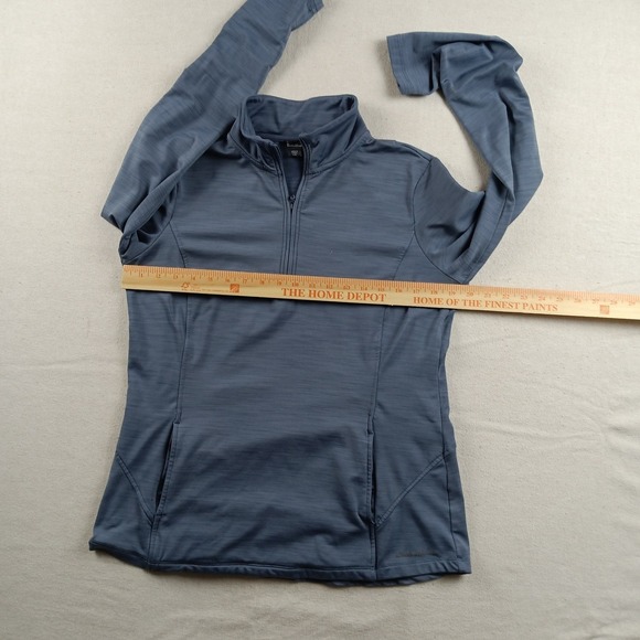 Eddie Bauer Womens Blue Gray Kangaroo Pocket QTR Zip Pullover - Large - Picture 13 of 16